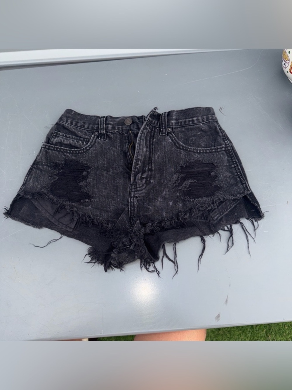 Abercrombie & Fitch Black Distressed Denim Cutoff Shorts